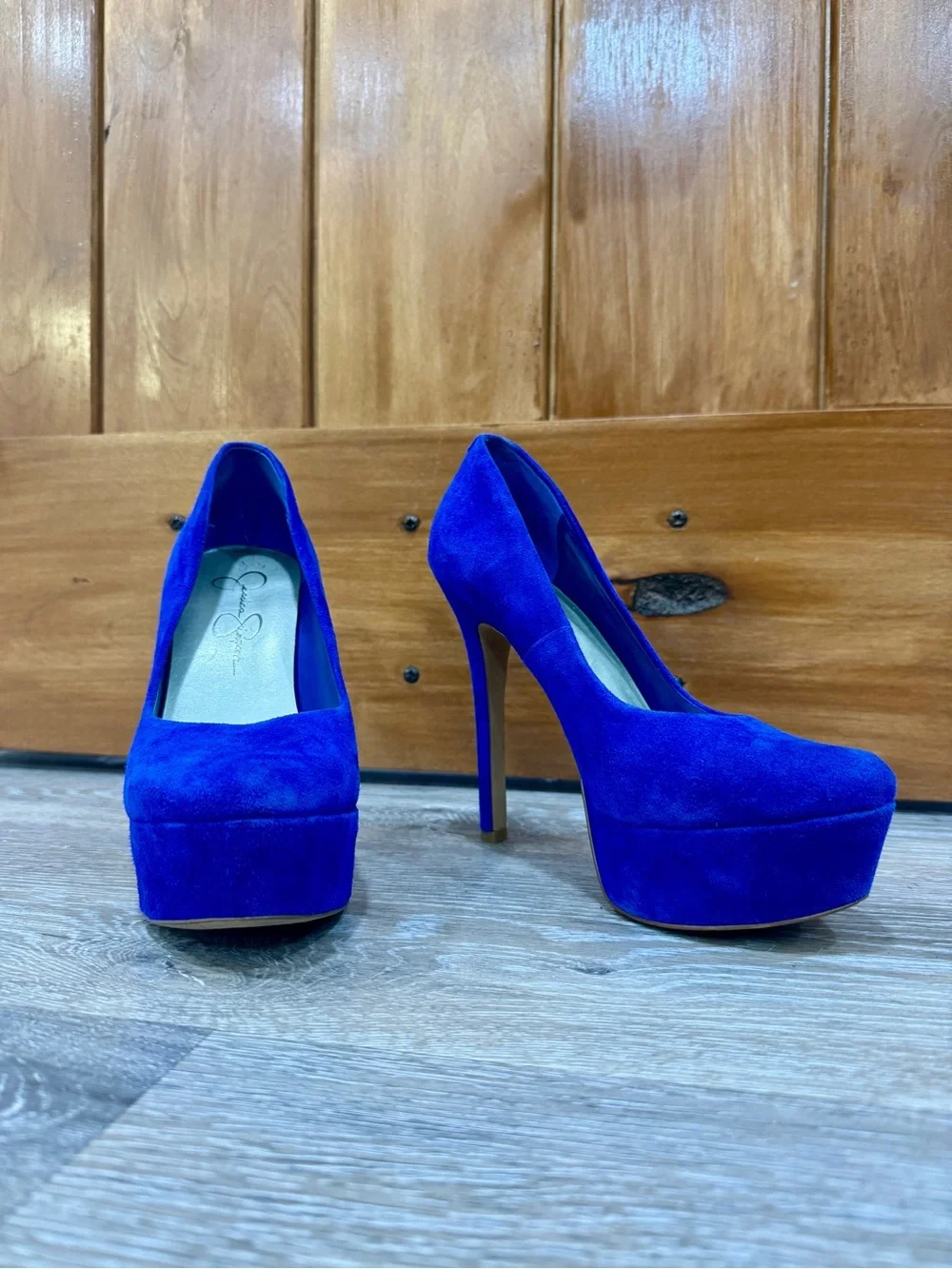Jessica Simpson Cobalt Blue Suede Platform Pumps